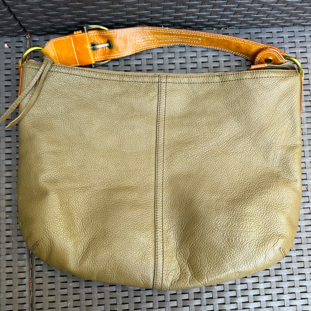 vintage coach 10073 leather bag olive green